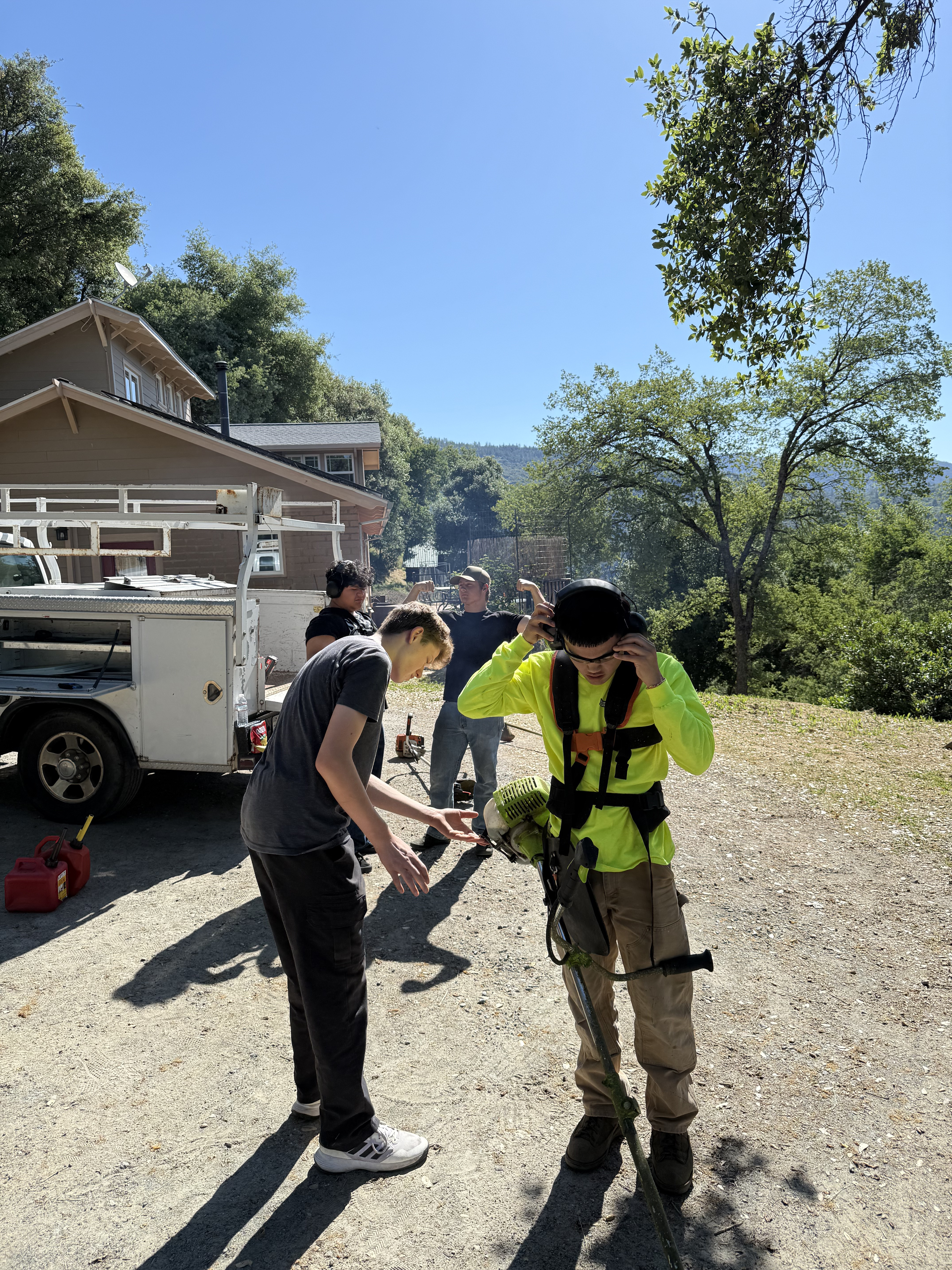 Wacky Weedeating crew getting ready at the job site