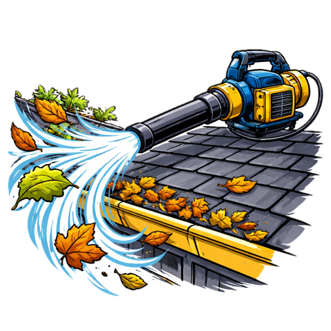 Gutter, roof and chimney cleaning illustration