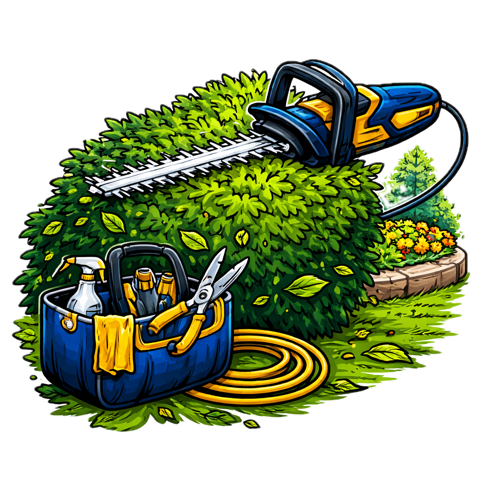 Landscaping and property maintenance illustration